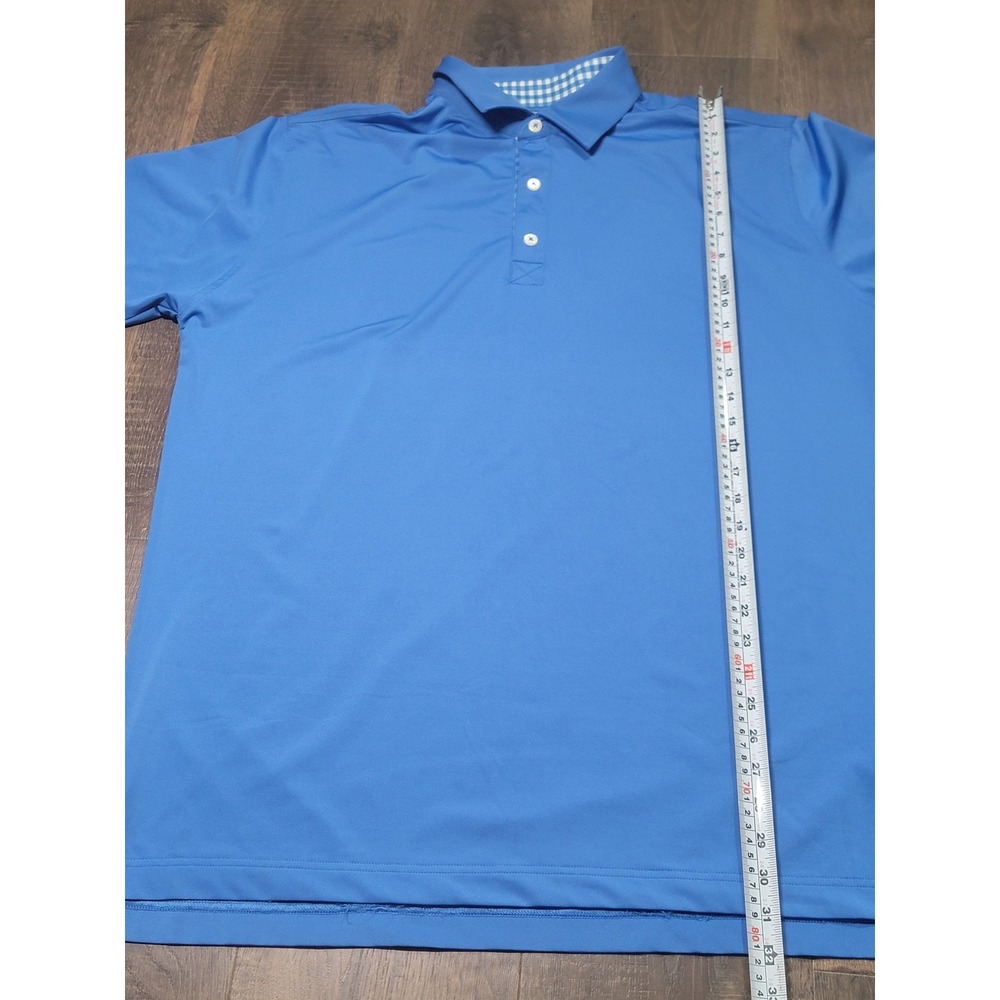 FootJoy Athletic Fit Blue Golf Polo Shirt Mens XL Gingham Trim 26078 Stretch